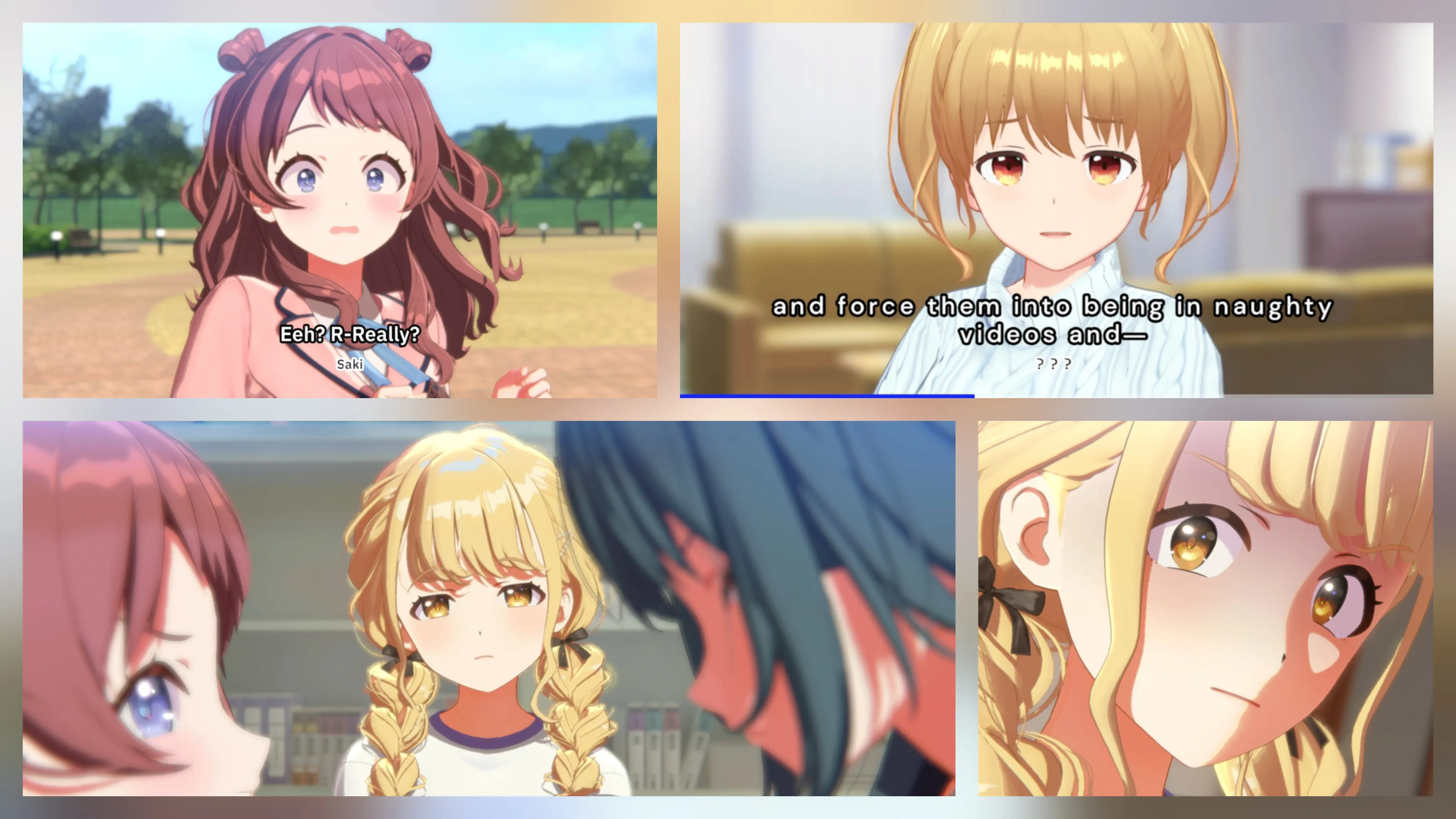 A collection of 4 images from Idoly Pride and Gakuen Idolmaster